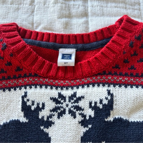 Red and White Moose Sweater by Janie and Jack 2T - Picture 3 of 3